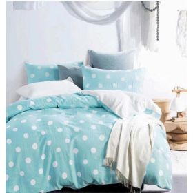 Clara Blue/White Polka Dot  100% Cotton Double Layer Yarn Comforter Set (Pack of 1)