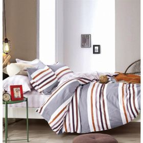 Denver Brown/Gray  Striped 100% Cotton Comforter Set (Pack of 1)