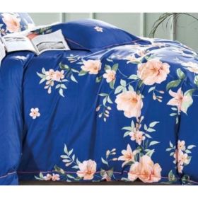 Elizabeth Blue Floral 100% Cotton Reversible 3 pcs Duvet Cover Set Queen/Full (Pack of 1)