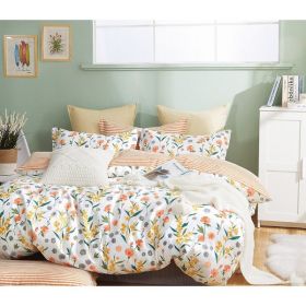 Estella Orange Floral 100% Cotton Reversible Comforter Set (Pack of 1)