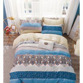 Hannah Blue/Pink Damask 100% Cotton Reversible Comforter Set (Pack of 1)