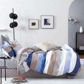 Hunter Blue/White Striped 100% Cotton Reversible Comforter Set (Pack of 1)