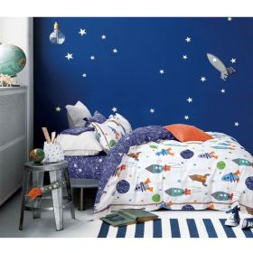 Johanas Rocket Ship  100% Cotton Reversible Comforter Set (Pack of 1)
