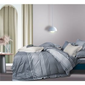 Kyle Gray Striped 100% Cotton Comforter Set (Pack of 1)