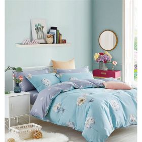 Lillian Blue/Yellow Floral  100% Cotton Reversible Comforter Set (Pack of 1)