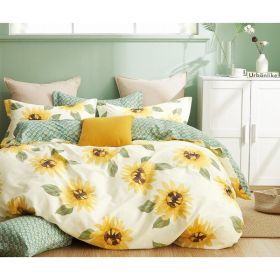 Mia Sunflower 100% Cotton Reversible 3 pcs Duvet Cover Set Queen/Full (Pack of 1)