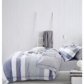 Wilhelm Blue/White Striped 100% Cotton Reversible Comforter Set (Pack of 1)